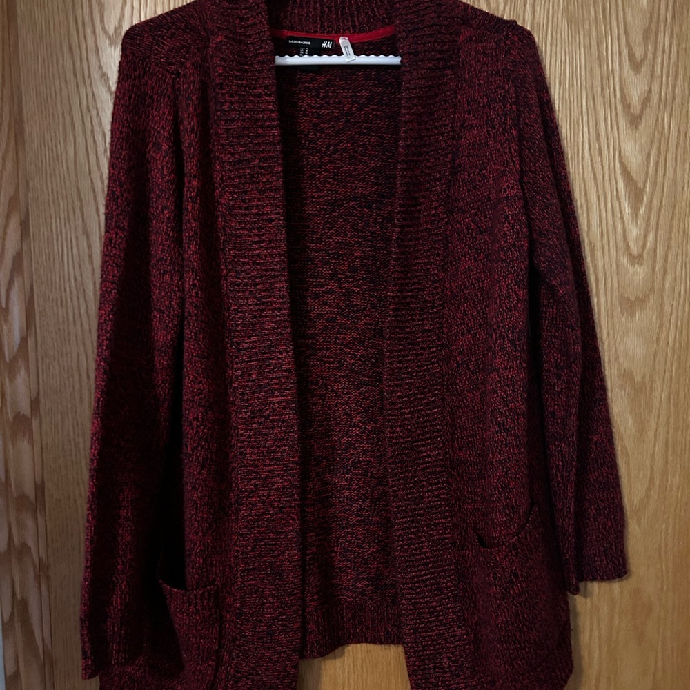 H&M Burgundy Open-Front Cardigan